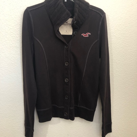 HOLLISTER Womens Large Bettys Brown Sweater Jacket Buttons NWT - Picture 4 of 16